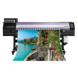 Used Mimaki JV300-160 64-inch eco-solvent wide format printer for vehicle wraps and signage, refurbished in Oakville Ontario